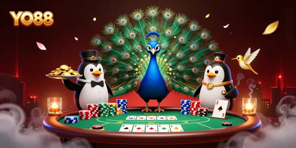 Play exciting games at YO88 with vibrant casino characters and thrilling elements.